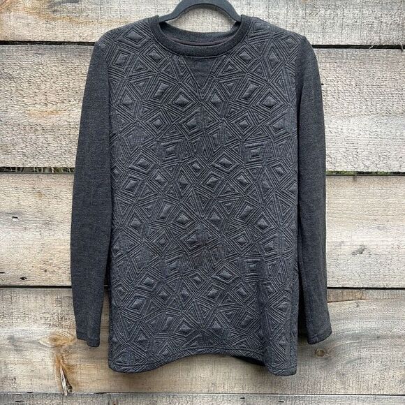 Forever 21 Gray Long Sleeve Pullover Crew Neck Geo Pattern Sweater Small - Picture 1 of 6